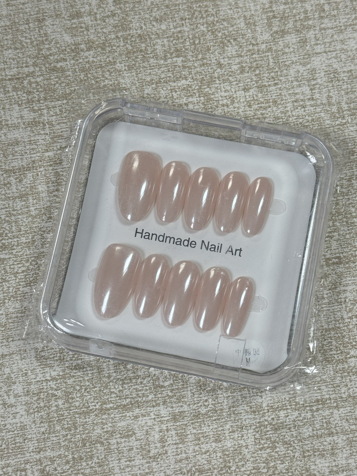 Handmade Press On Nails Nude Beige Glossy Natural Look Size M Nail Set
