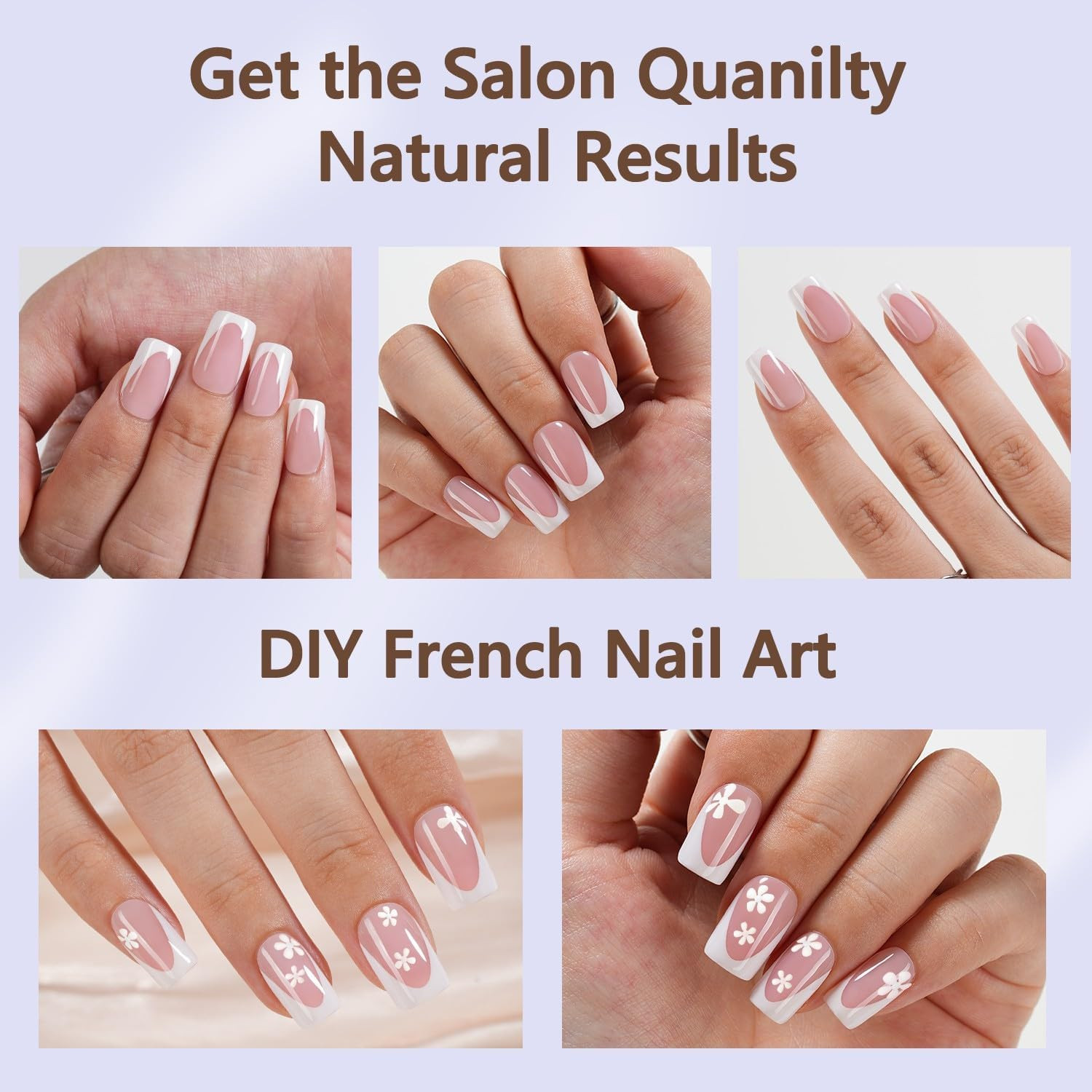 Deep French Tip Press on Nails, 160Pcs French Gel Nail Tips, Short Square Soft G