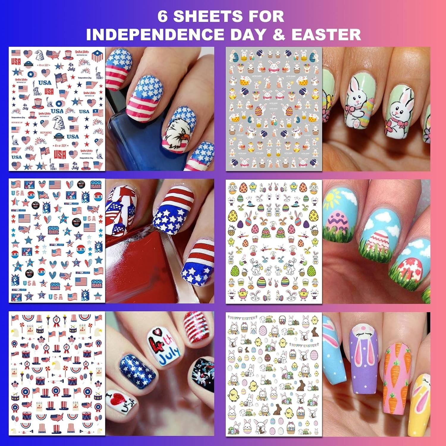 30 Sheets 8 Holiday Nail Art Stickers, Variety Pack All Season Nail Decals fo…