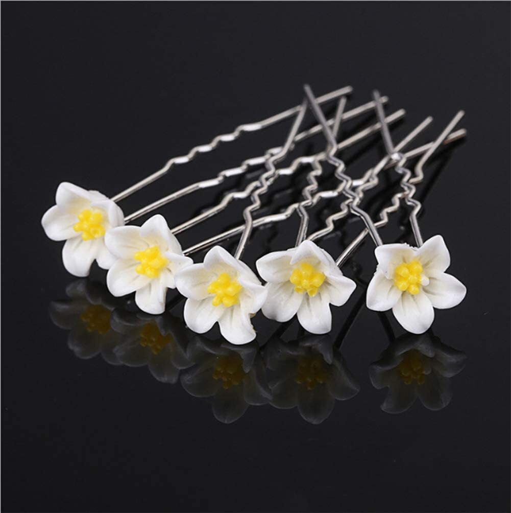 AKOAK 20 Pcs Tiara Hair Insert U-Shaped Small Fork Lily Yellow