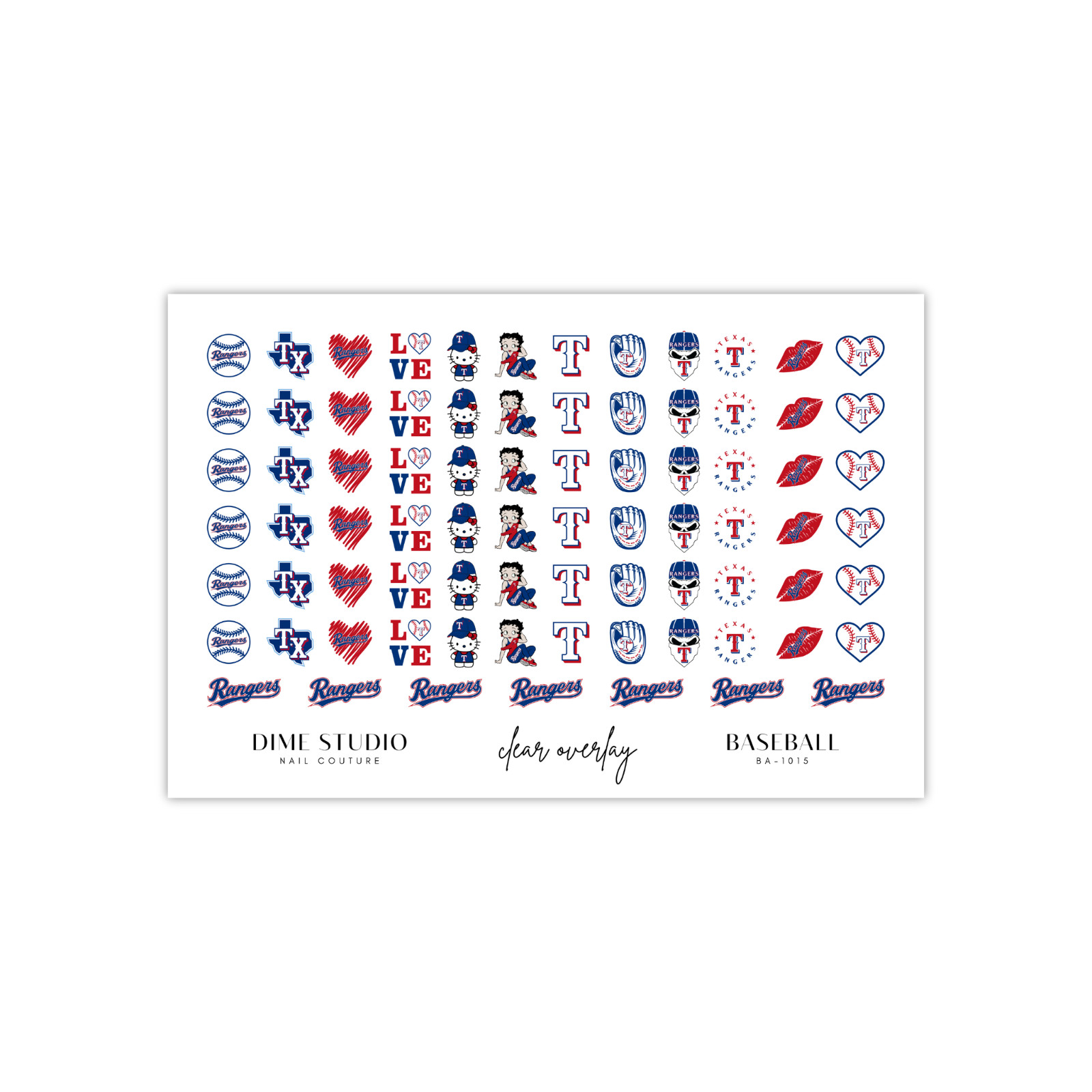 Texas Rangers Baseball Nail Decals Water Transfer Nail Tattoo