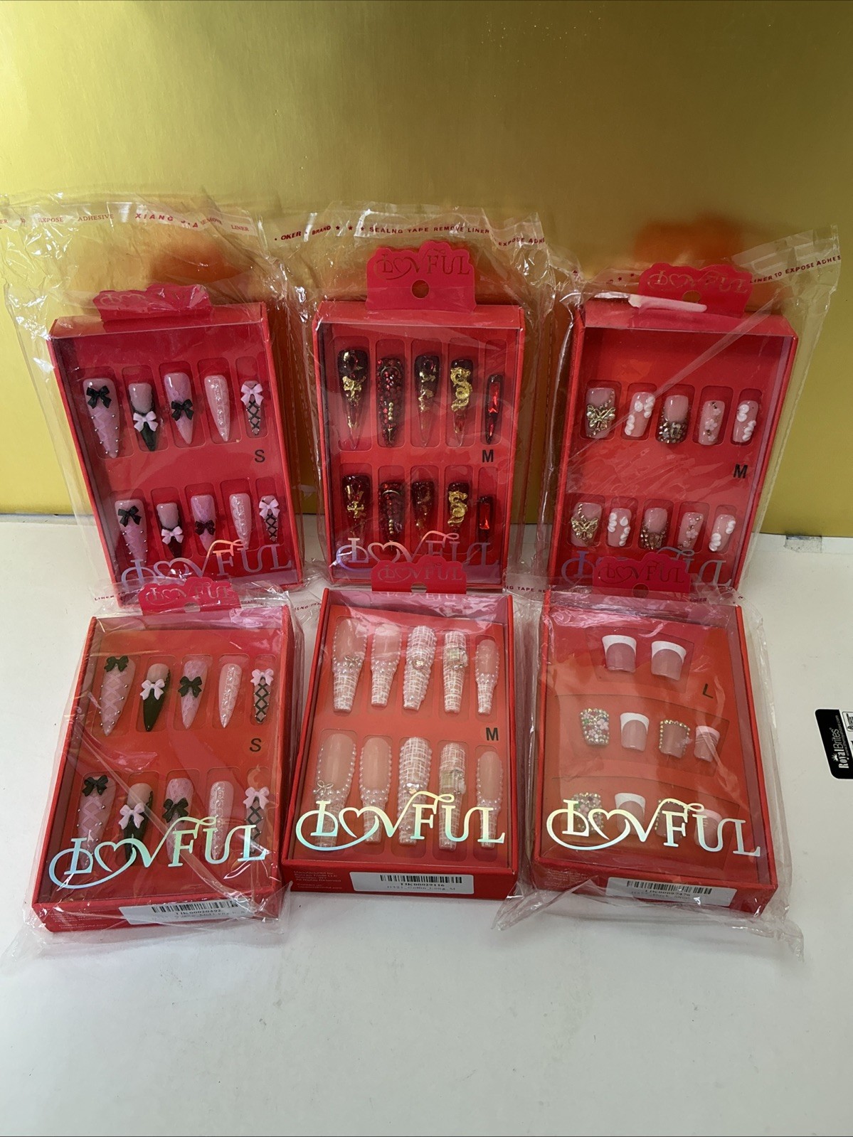6-Pack 3D Nail Set Design Size Small & Medium & Large