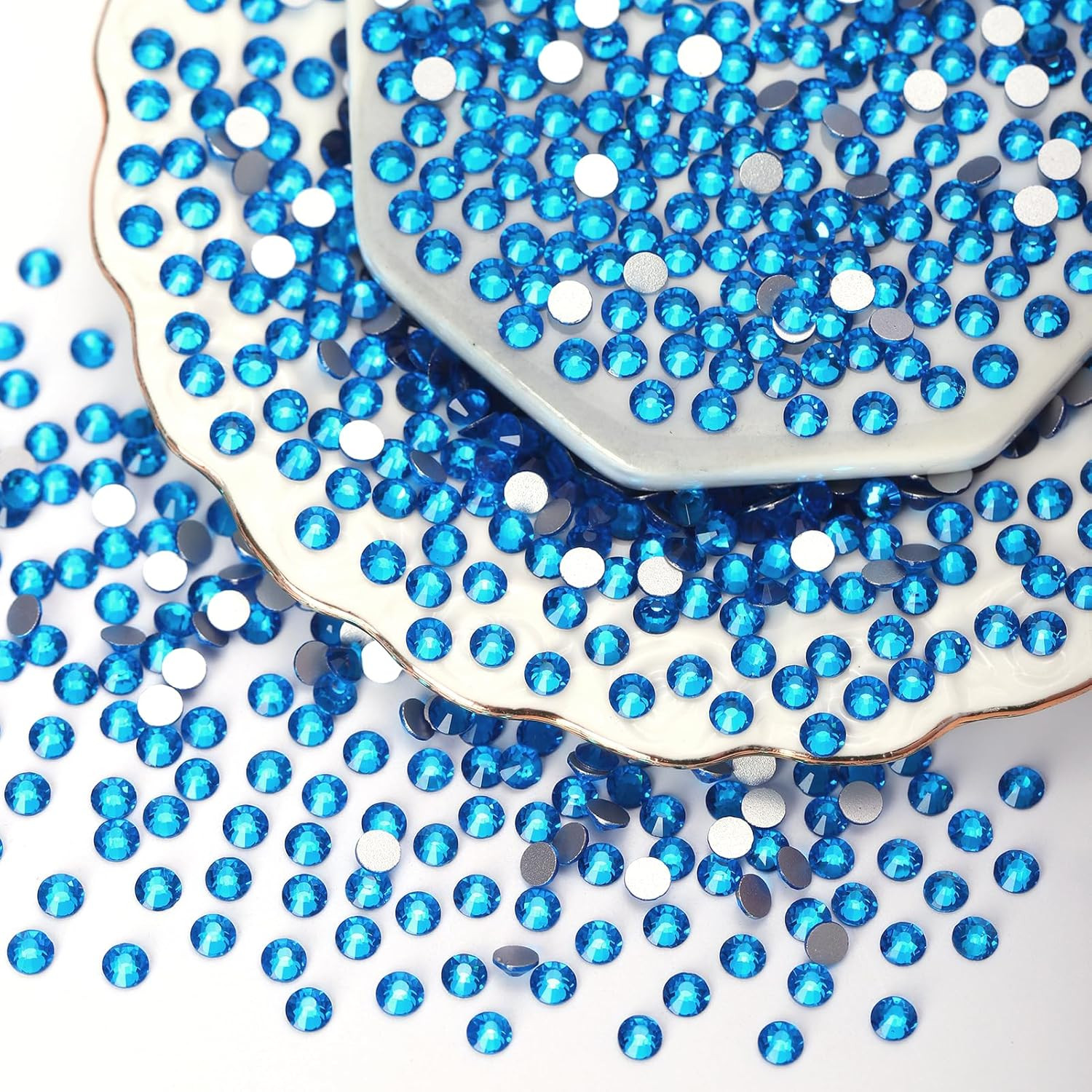 10000PCS Moonlight Rhinestones Bulk, Flat Back Crystal Glass Stone round Gems,Ss