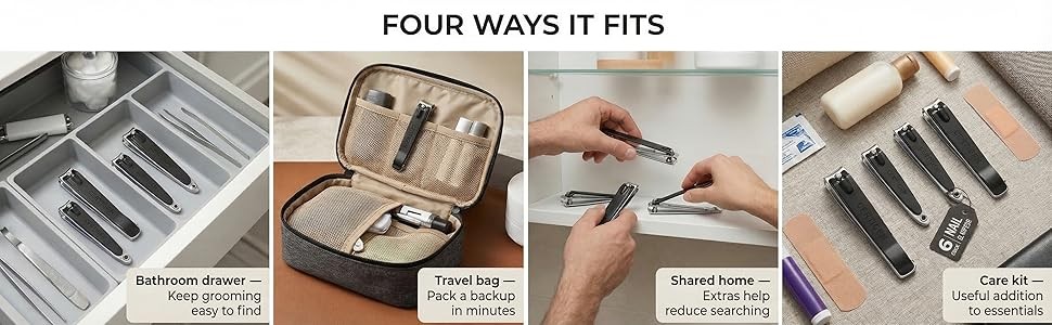 Nail Clippers Set 6 -Pack – Includes Toenail Clippers, Fingernail Clipper, and