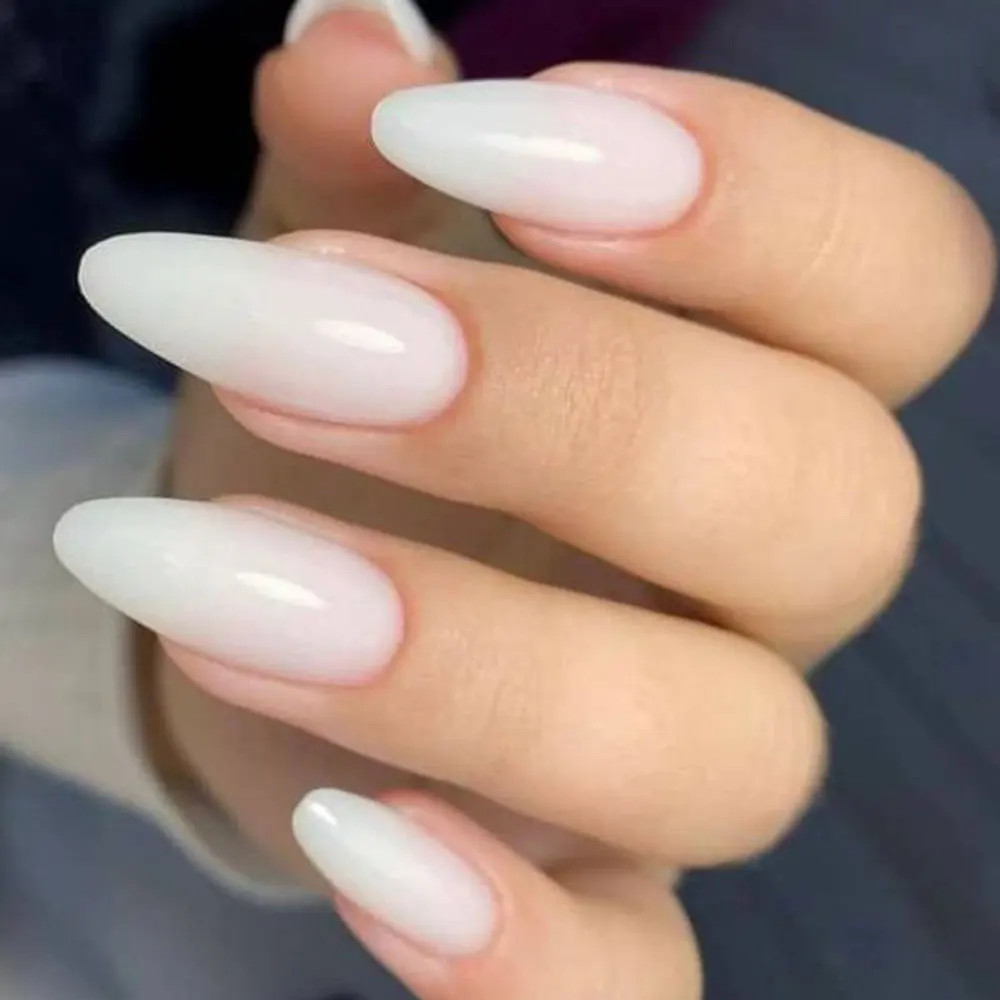 120Pcs Short Almond Press On Nails Cherry Red Milky White Fake Nails