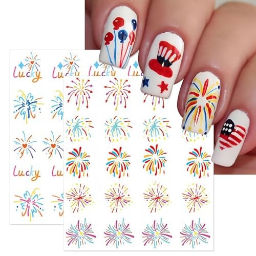 12 Sheets Firework Nail Decals – Water Transfer – Water Transfer