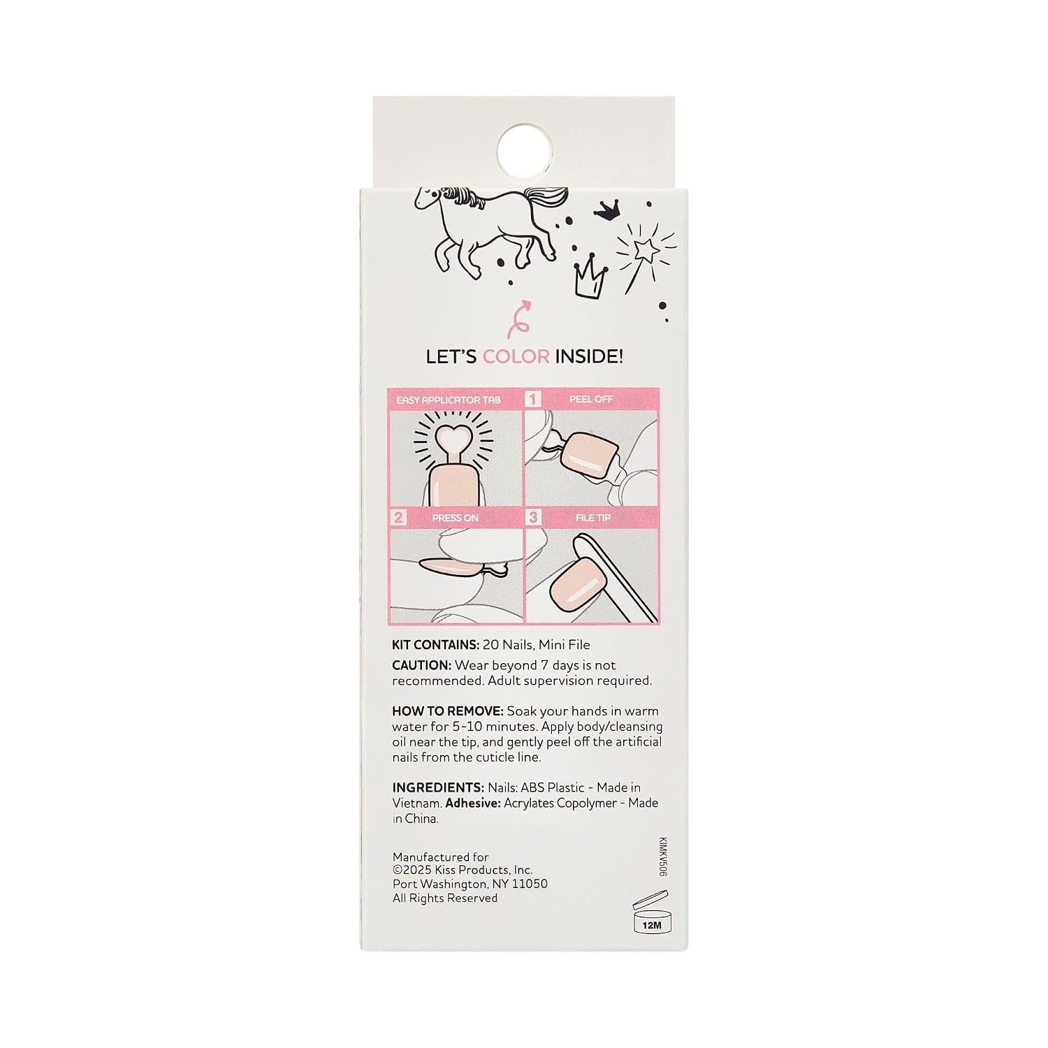 No Glue Mani Press On Nails, Mini, ‘Berry Cute’, Pink, Kids Size, Squoval Sha…