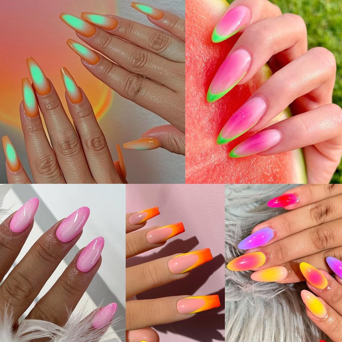 Neon Nail Pigment Palette, 9 Colors Solid Neon Nail Phosphor Fluorescent Nail…