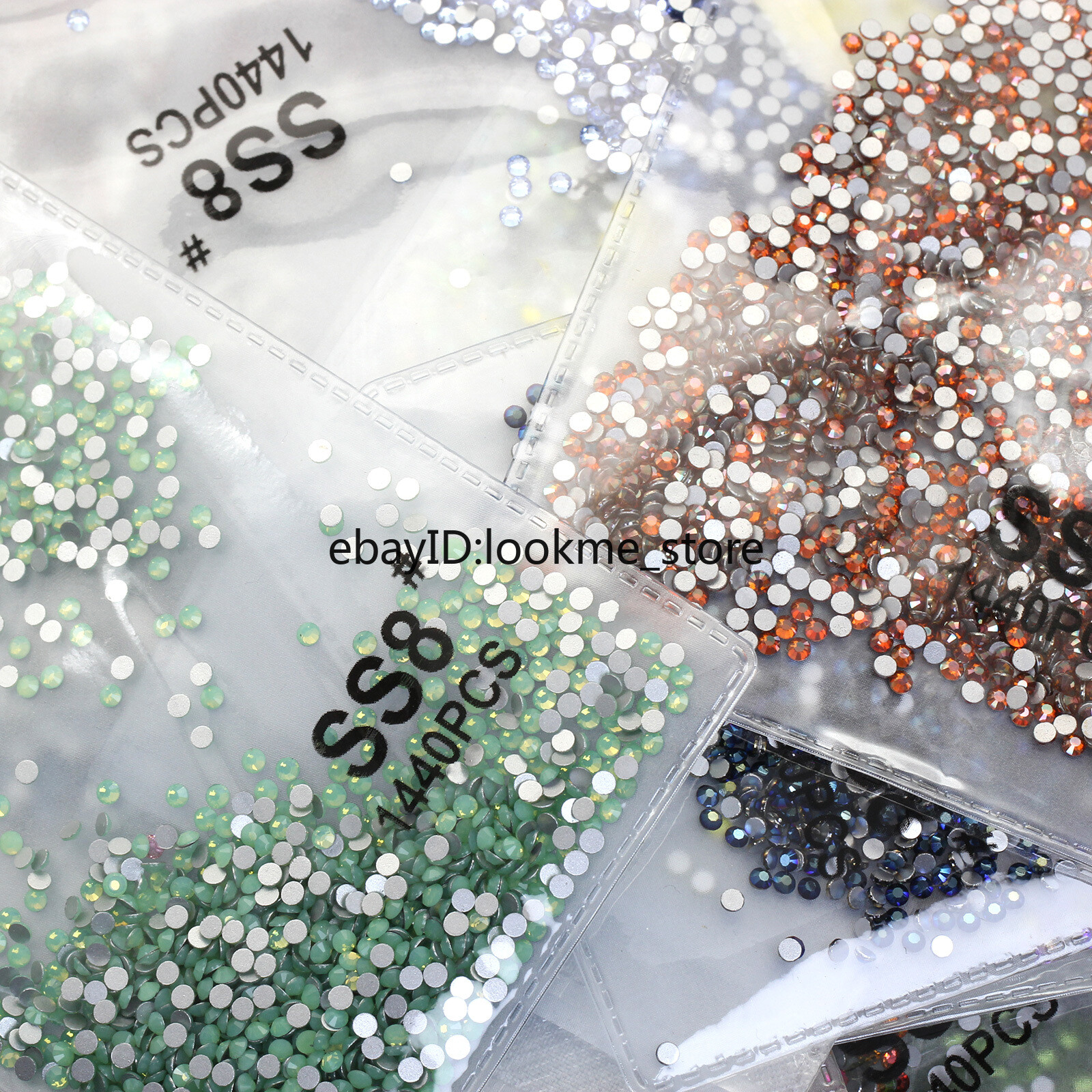 1440pc 2.5mm (ss8) Crystal Glass Rhinestones Flatback Gems Nail Art Crafts Decor