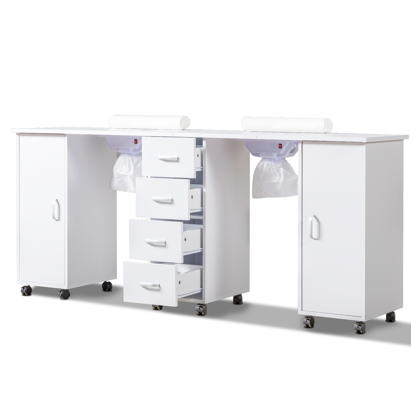 Double Manicure Station with Built in Dust Collection System for Busy Nail Bars