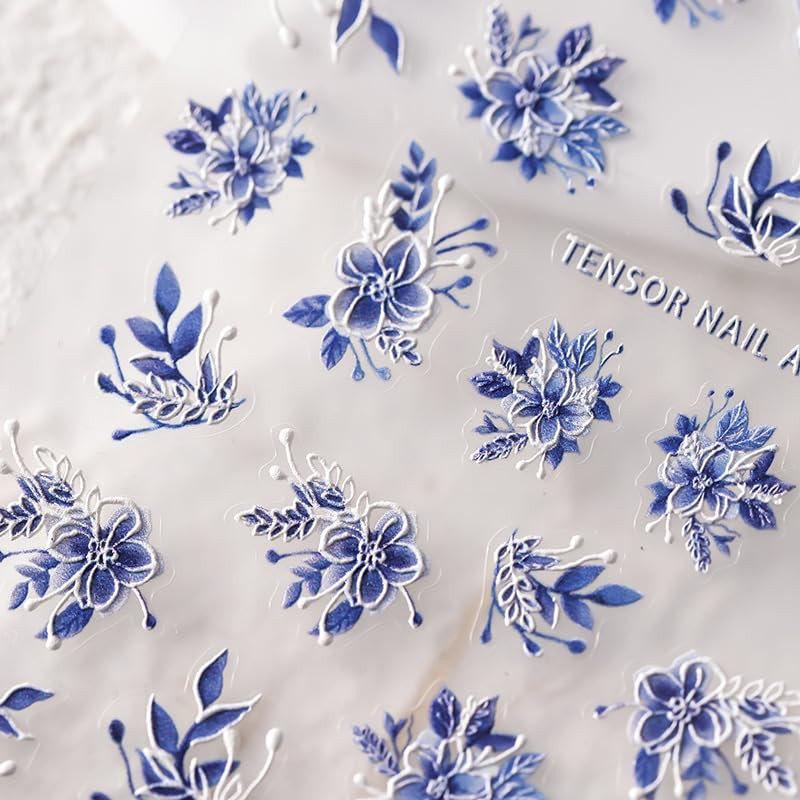 5D Embossed Nail Stickers Flower Nail Art Stickers Decals Self-Adhesive Floral N