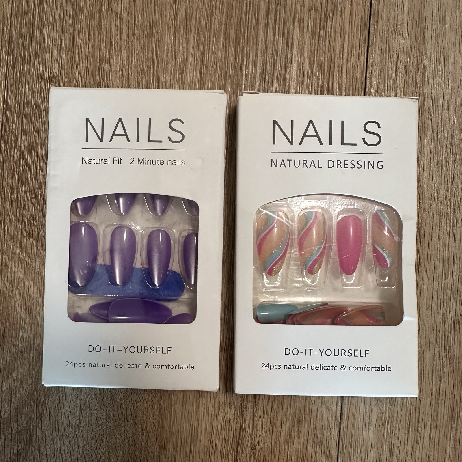 Lot of Press On Nails – 9 Boxes w 24 Nails Each & 1 Box of 96 Nails in 4 Colors