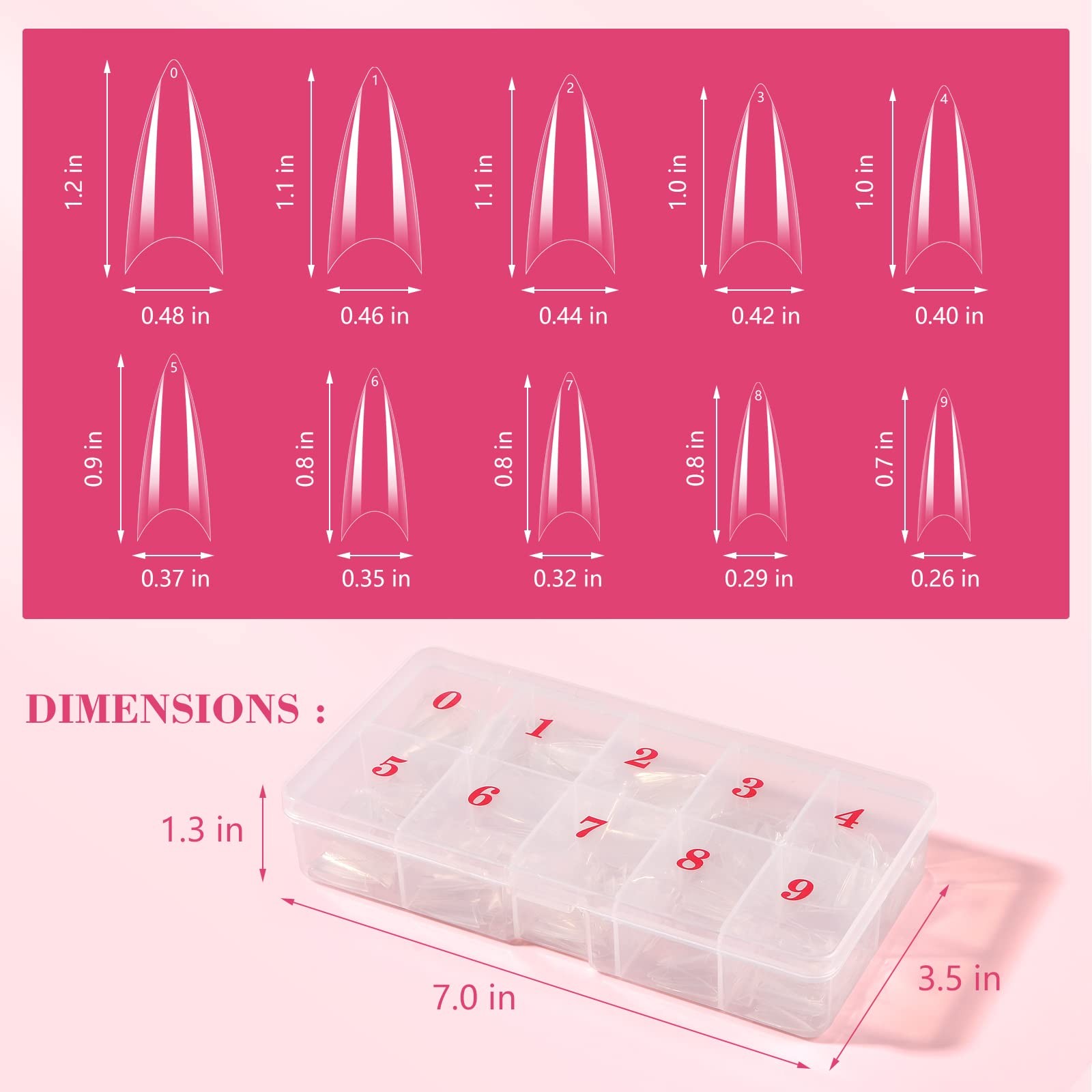 Clear Stiletto Nail Tips, 500PCS Half Cover Soft Gel Nail Tips Medium Stilett…
