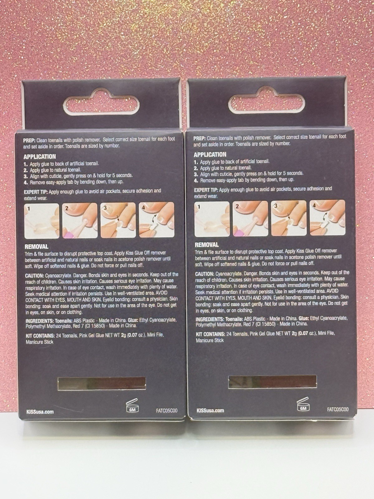 Kiss Gel Fantasy Allure Press-On Toenails Pedicure Blue Sparkle Gem 90374 2pack