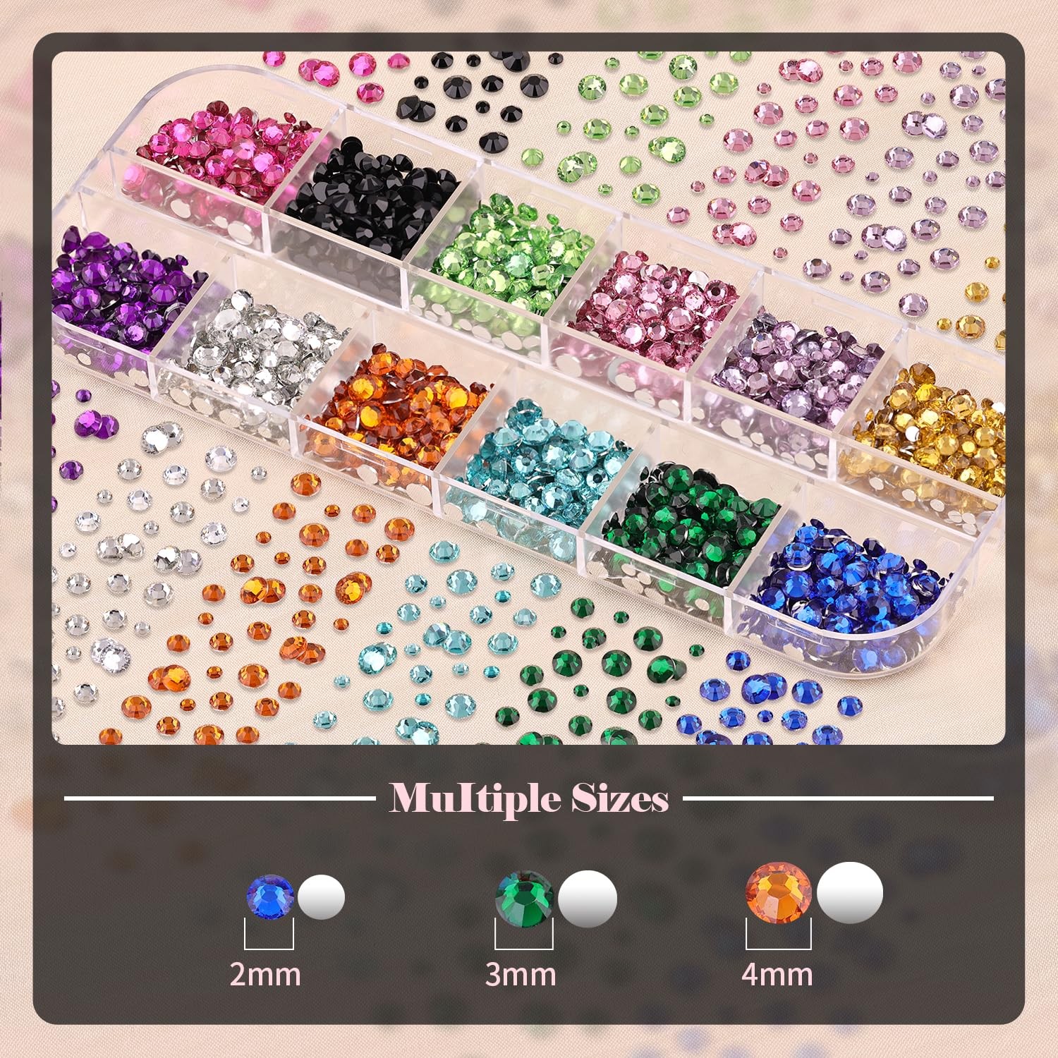 Nail Art Rhinestones Kit 3D Flat Back Glass Crystal Gemstones for Nails