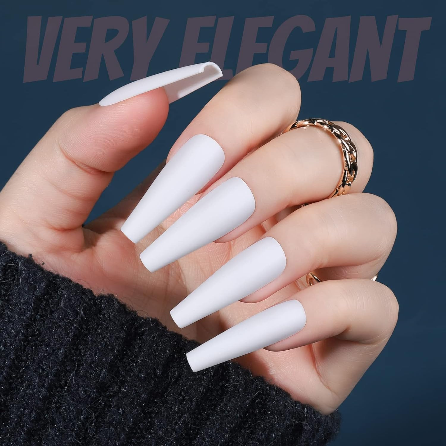 Matte Press On Nails Long Coffin, 12 Color 240PCS Full Cover Long Ballerina Fake