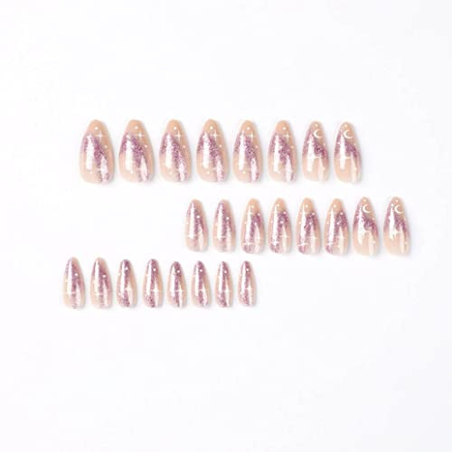 Purple Press on Nails Fake Nails Almond Cute Women’s Bling False Nails Daily