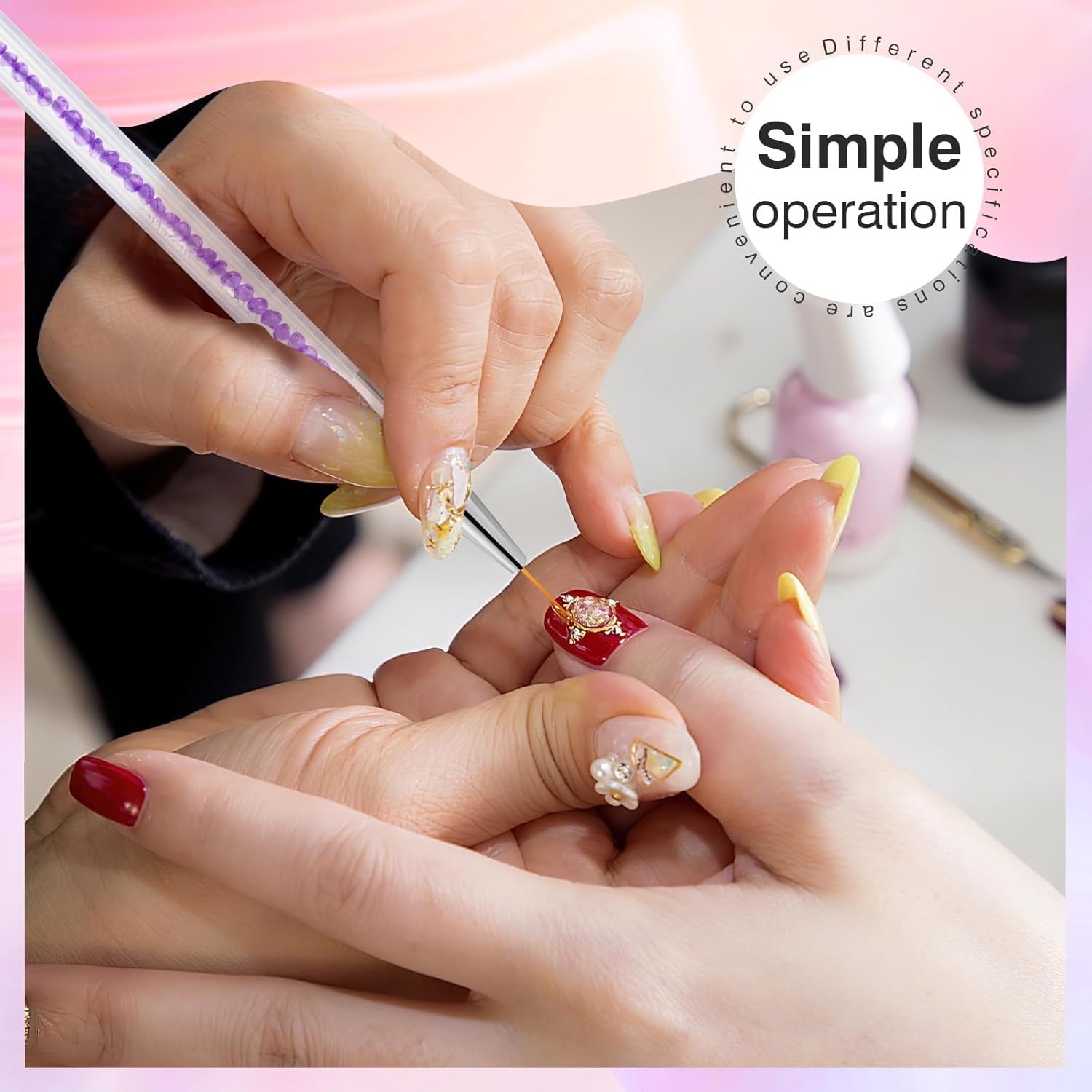 5PCS Nail Art Brush Set – Double-Ended Liner & Dotting Pens for Professionals