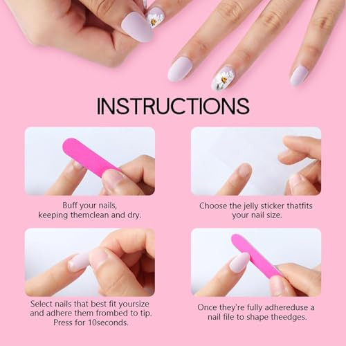 24Pcs Glitter Press on Nails Coffin Medium Fake Nails Pink Purple Nails Press