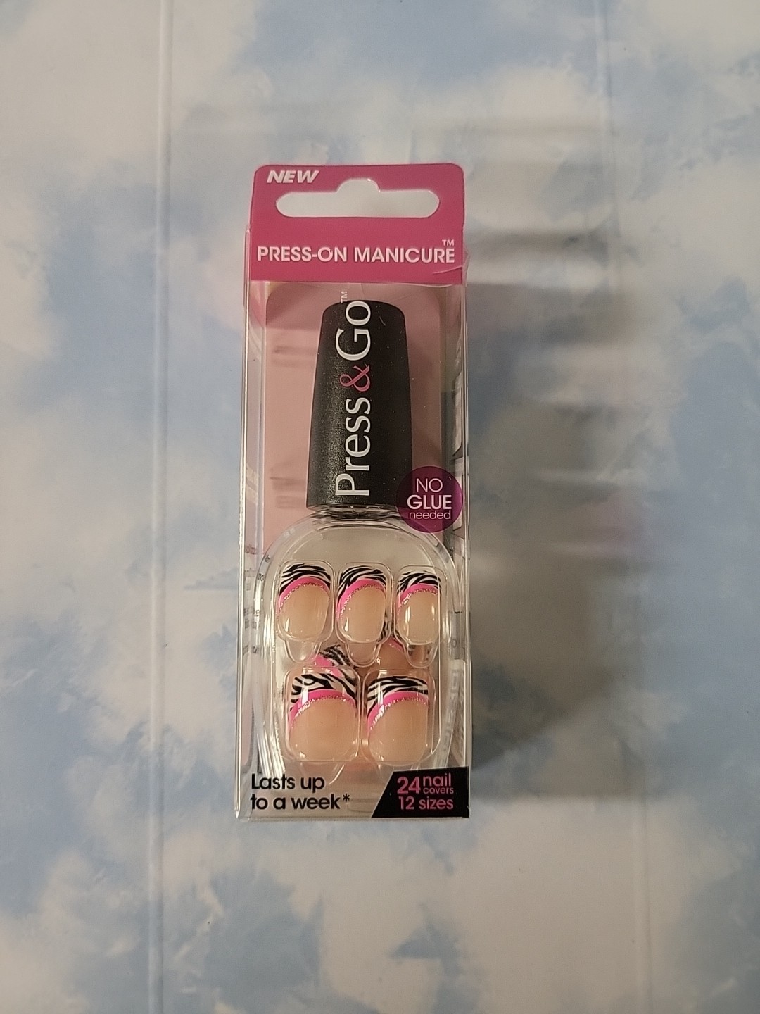 IMPRESS NAILS PRESS ON SHORT – Neon Pink with Zebra