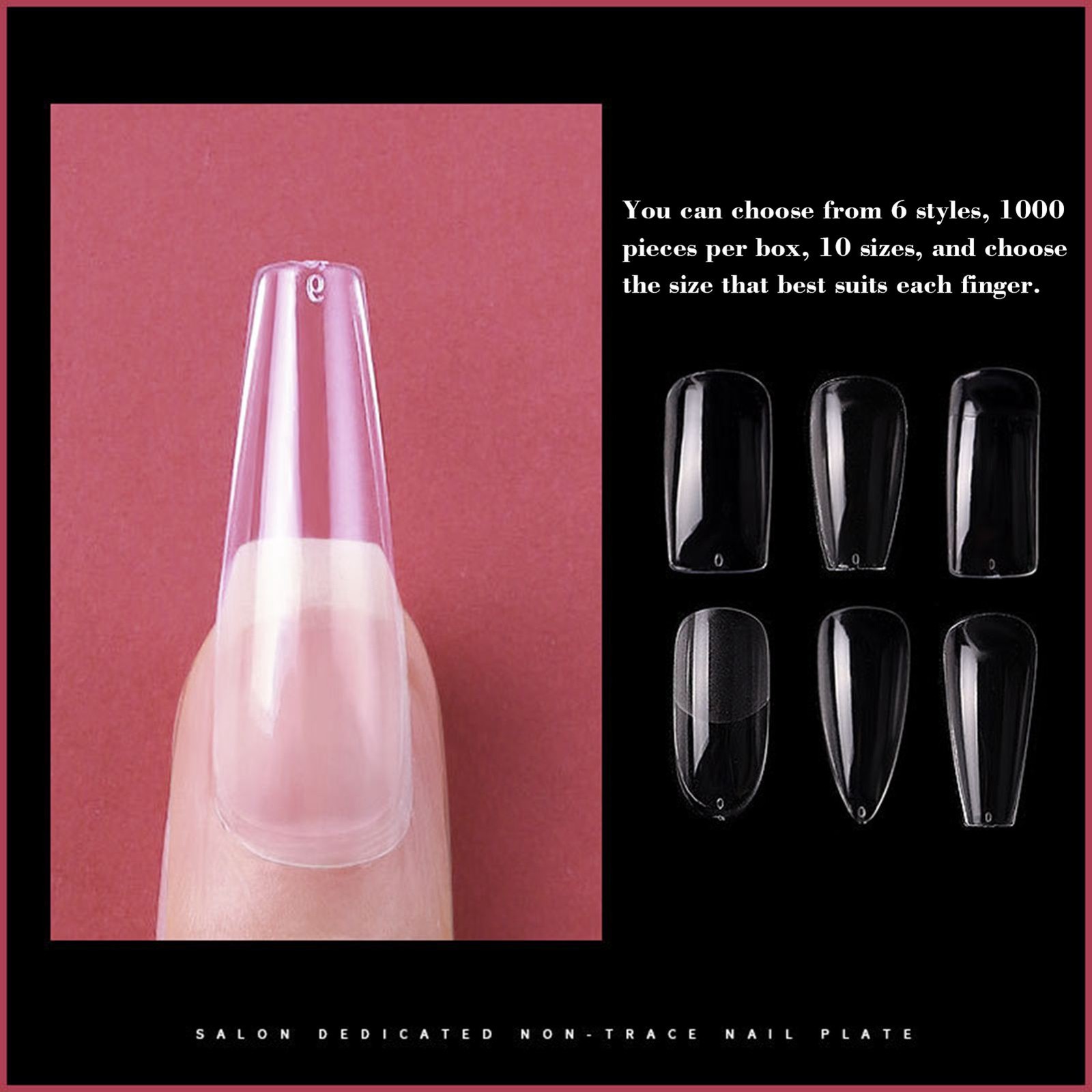 100PCS Fake Nails Tips Clear Acrylic Nail Tips Full Cover Half Cover False LNVA