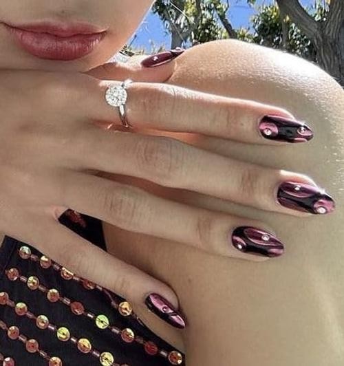 Light Blue French Tip Press on Nails – Medium Almond – QUNQINLI Fake Design AB2