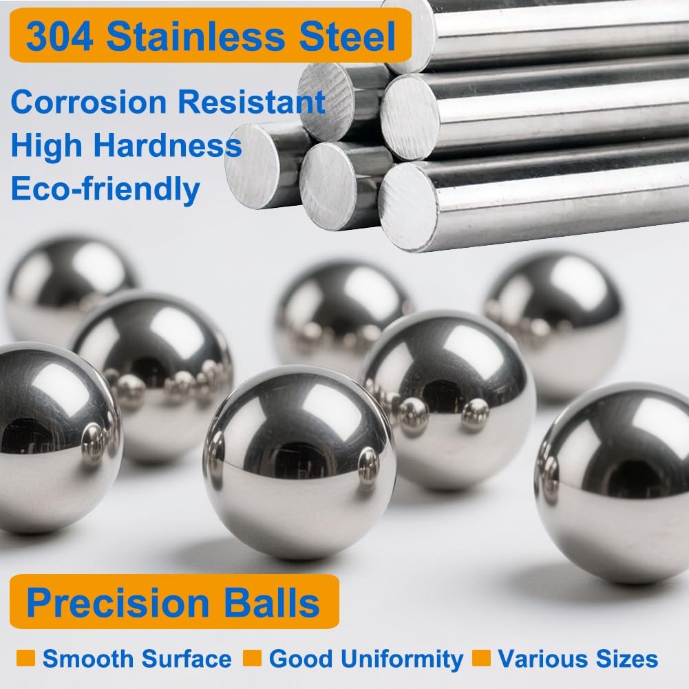 900 PCS Stainless Steel Precision Balls, Bicycle Ball Bearings 6 Sizes Assort…