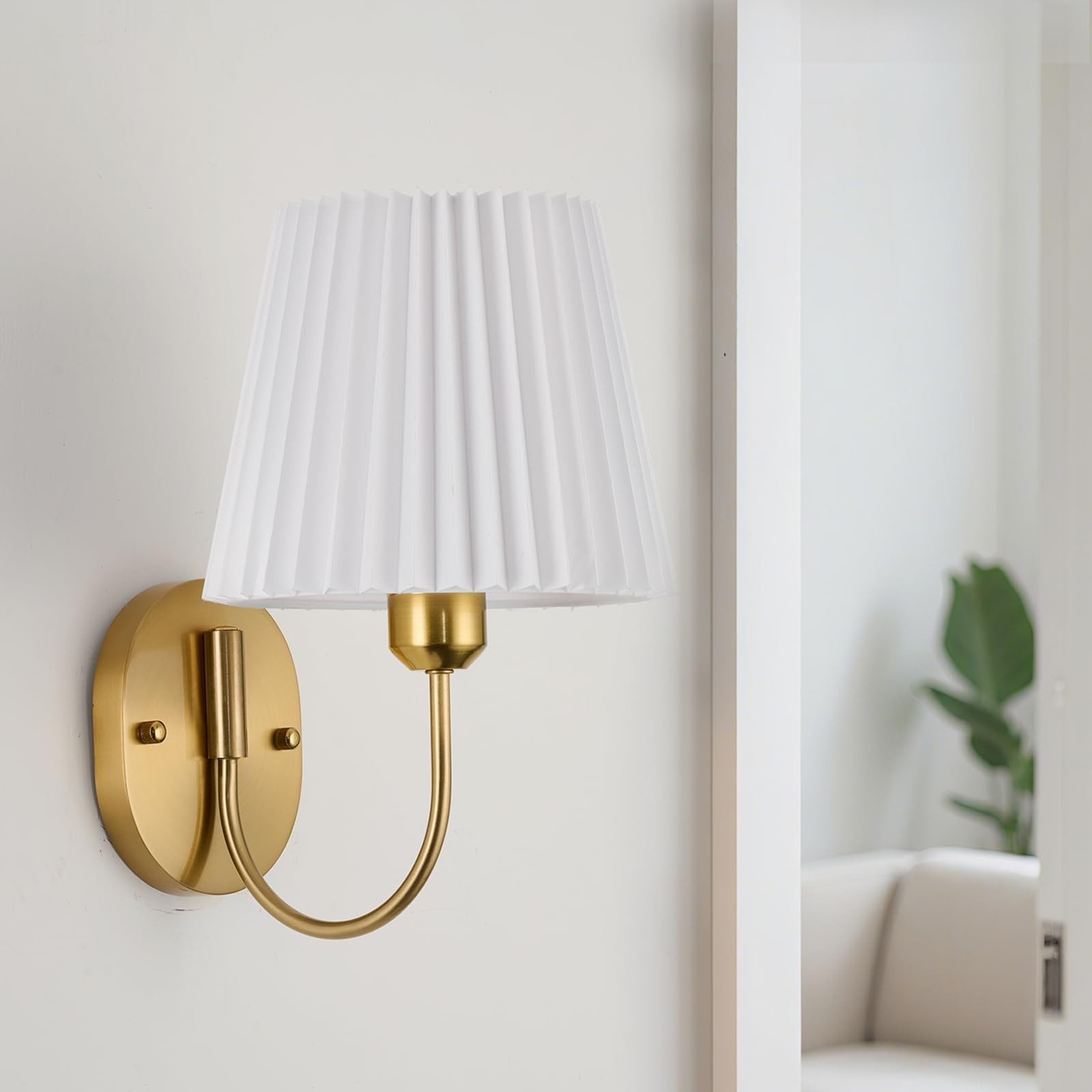 PASSICA DECOR Hardwired Gold Wall Sconce Set of 2 Vintage Wall Light for Bedr…