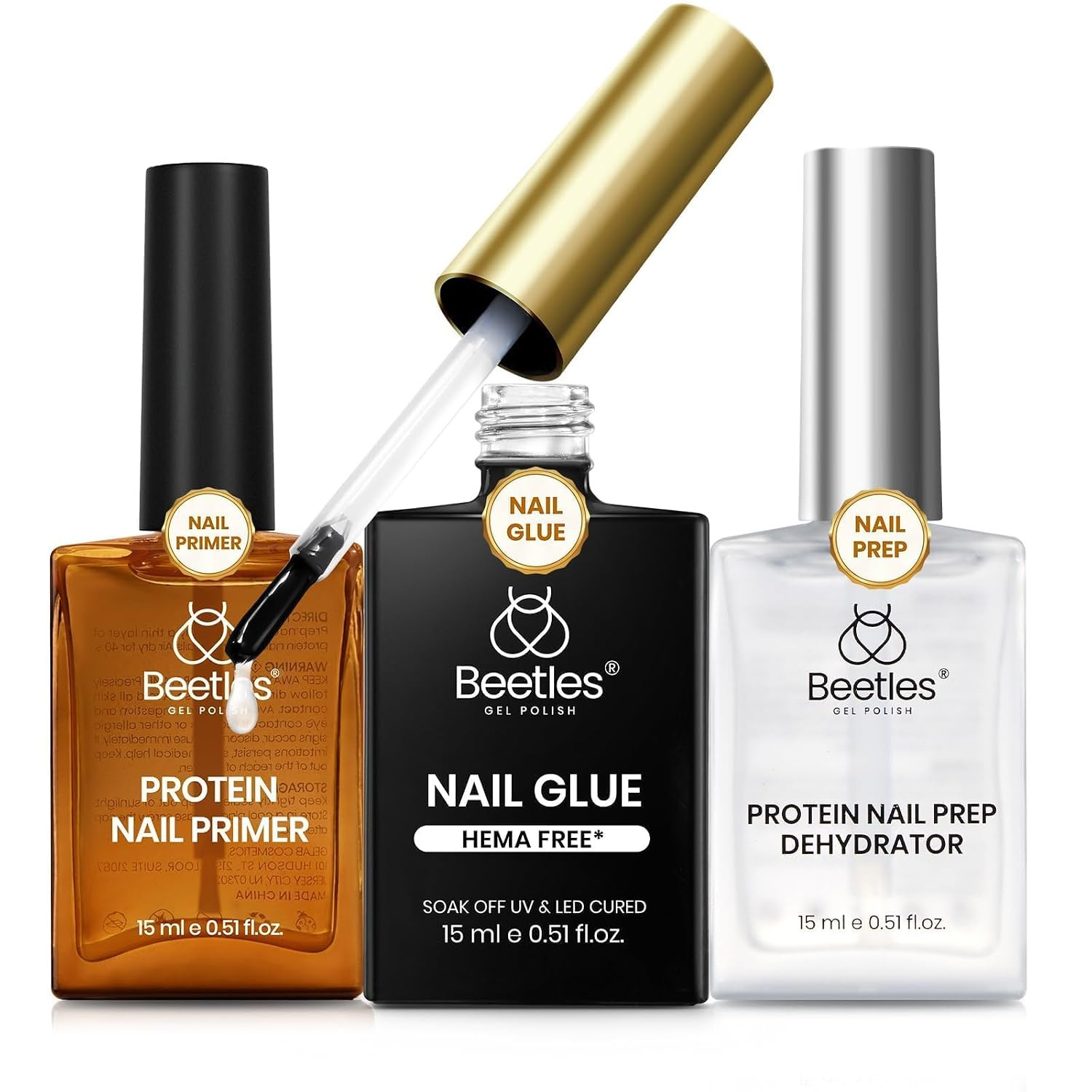 Beetles 9 in 1 Nail Glue Gel for Nail Tips and Clear Acrylic Nails Long Lasting,