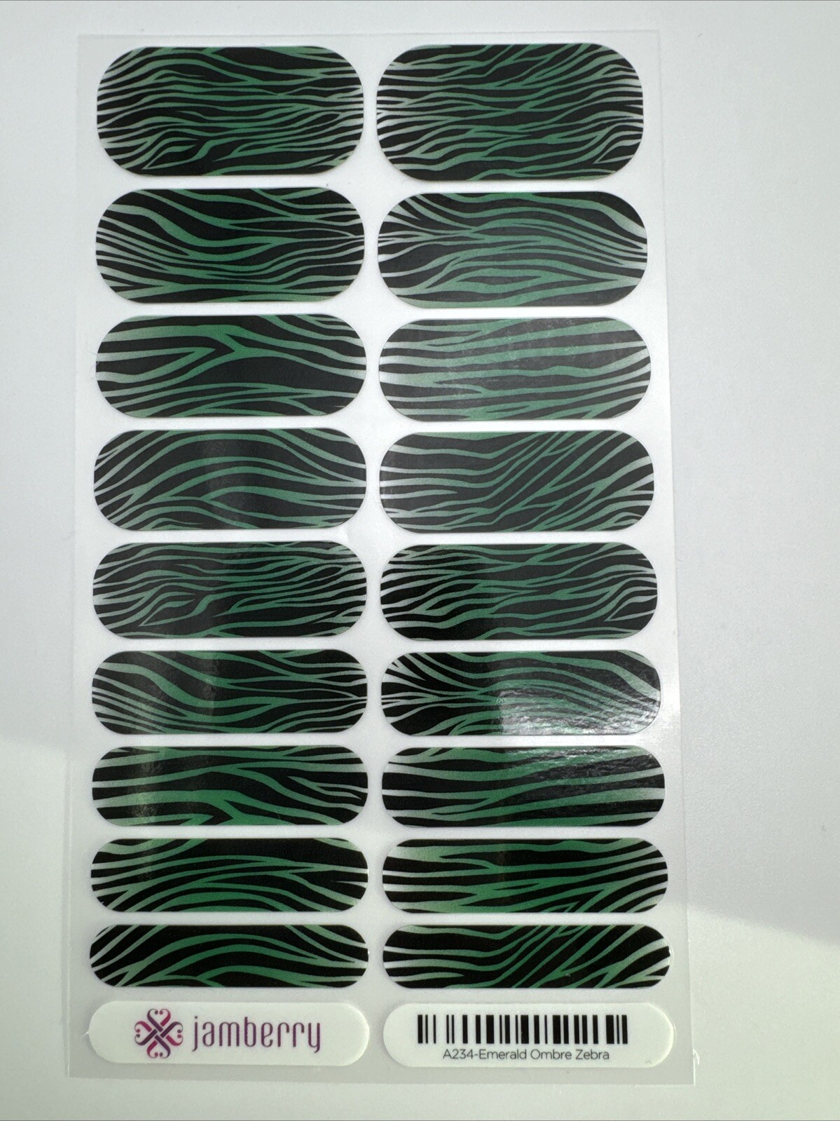 Jamberry Nail Wraps Emerald ombré Zebra Full Sheet (green animal print)