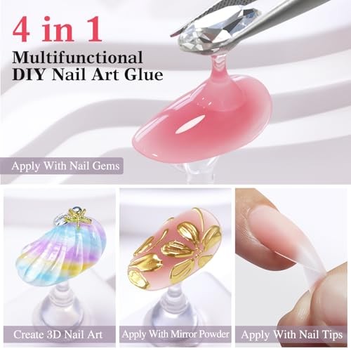 1.4 Oz Rhinestone Glue for Nails Gel Glue Design 3D Art Jewels Charm Gem