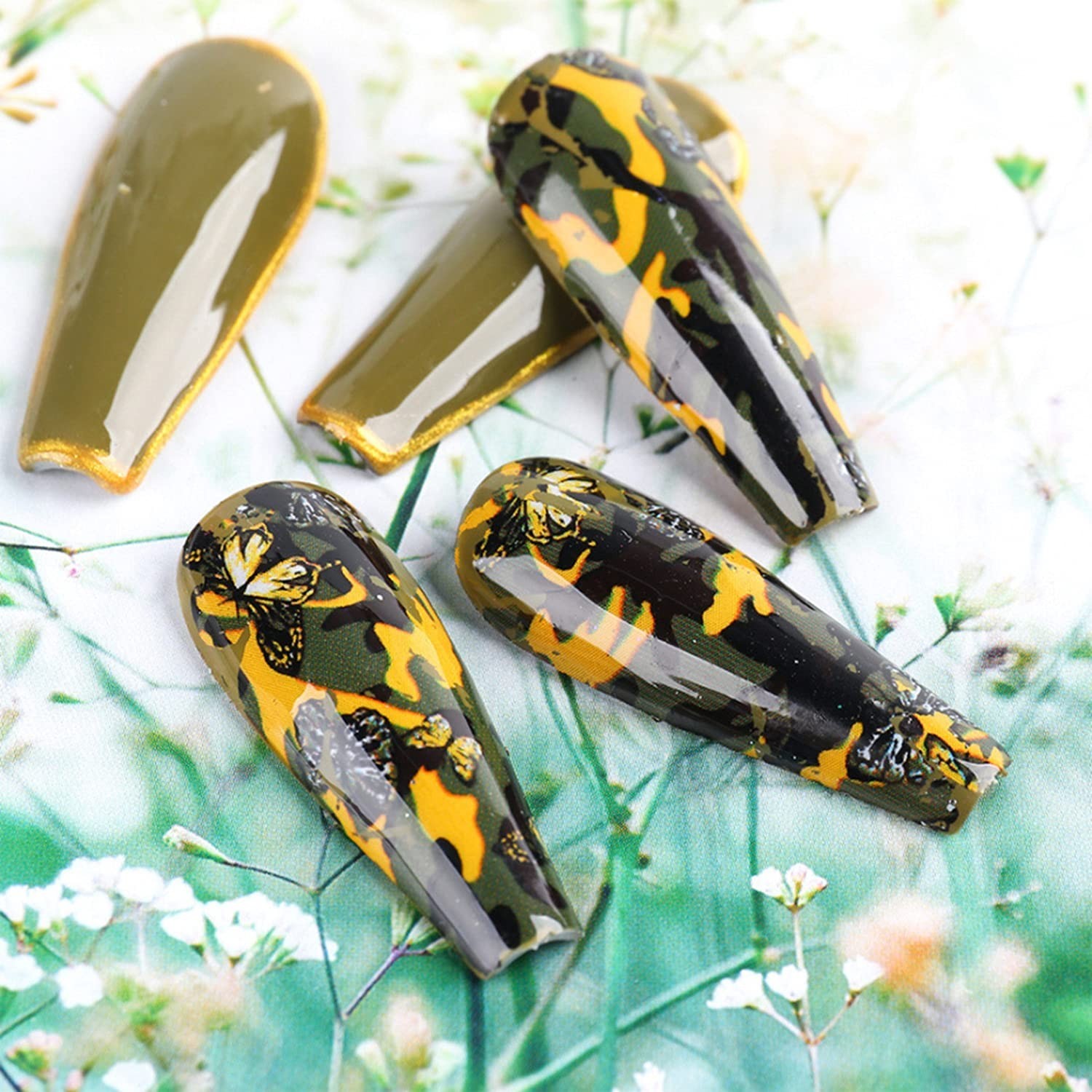 Holographic Camouflage Nail Art Stickers – Easy Application for Stunning Nails