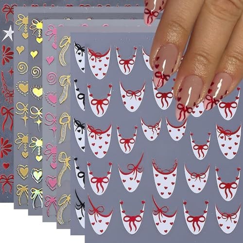 Red Pink Style8 Cute Red Pink Nail Stickers for Valentine’s Day