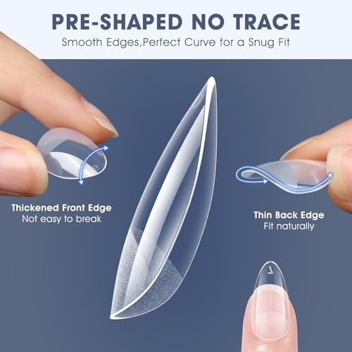 Gel Nail Tips: 240 PCS Pre-Shaped False Acrylic Nail Tips Clear Short Almond