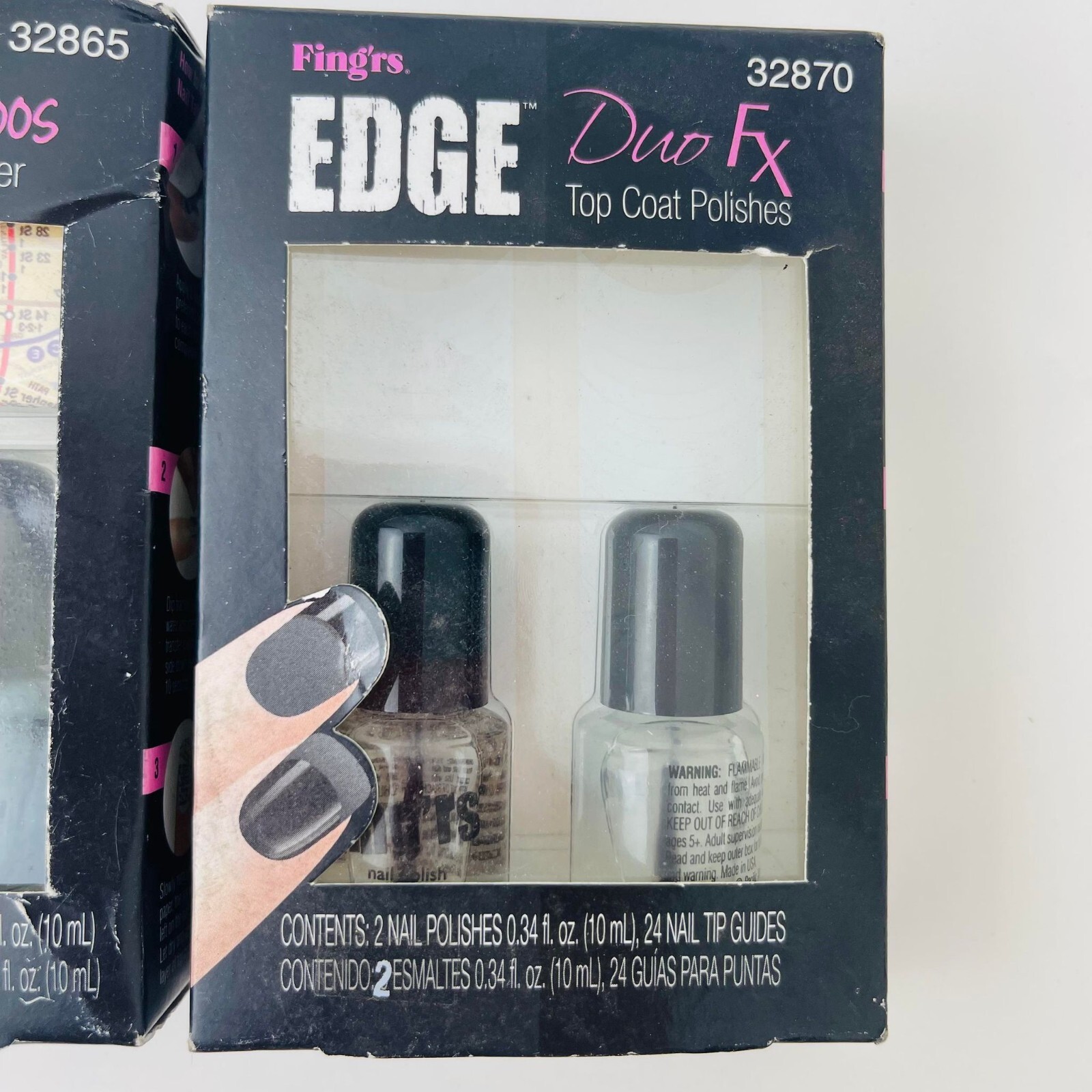 Set of 2 Combo Fing’rs Edge Nail Tattoos Transfer Paper, Duo Fx, Top Coat Polish