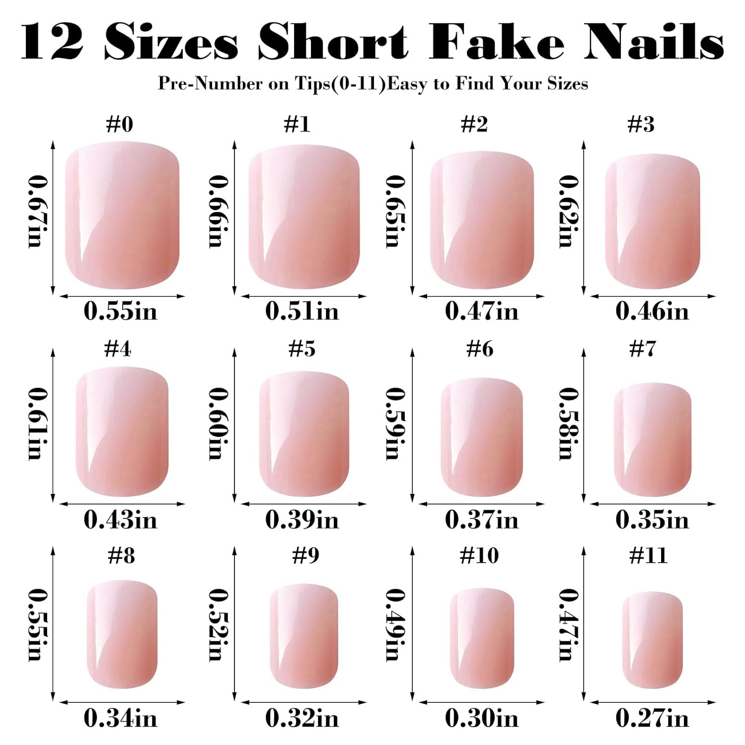240pcs Short Press on Nails Peach Pink Full Cover Short Square Glossy Fake Nails