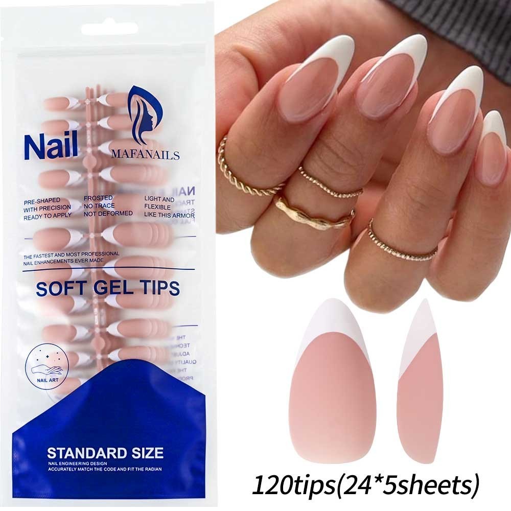 120Pcs Pink Ombre Medium Coffin Press On Nails Glossy Acrylic False Nail Tips