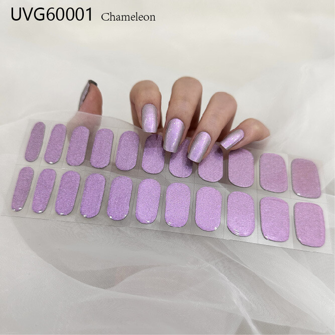 Gel Nail Sticker Semi Cured Gel Nail Strips Lasting Nail Sticker UV Lamp Needed