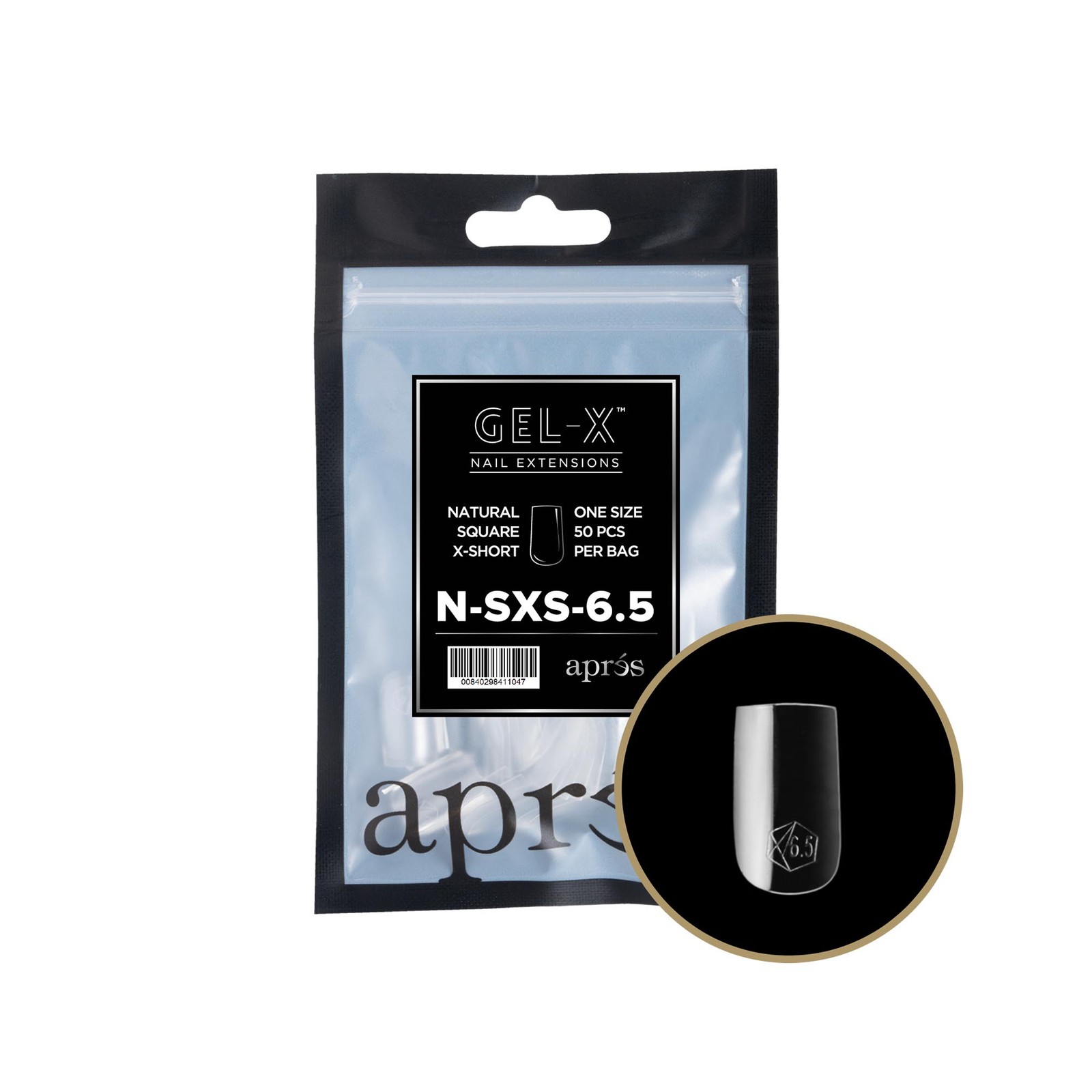 Apres Gel-X Refill Tips Natural Square Extra Short – Size 6.5, 50 pcs.