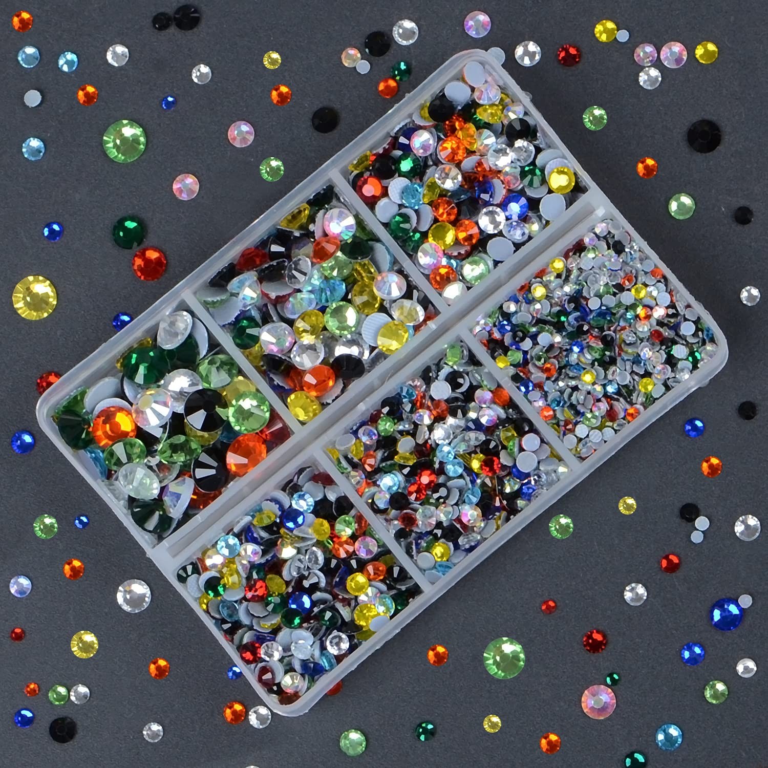 4000Pcs Mixed Size Hot Fix Round Crystals Gems Glass Stones Hotfix Flat Back