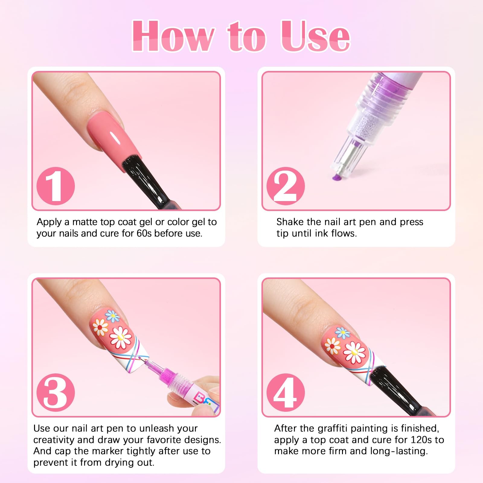 Nail Art Pens Set, Fine Tip 12 Colors Nails Art Markers Non-Toxic, Quick-dryi…
