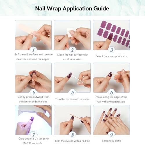 Polka Dot Semi Cured Gel Nail Strips – 20Pcs Pink UV Gel Nail Wraps Style-1