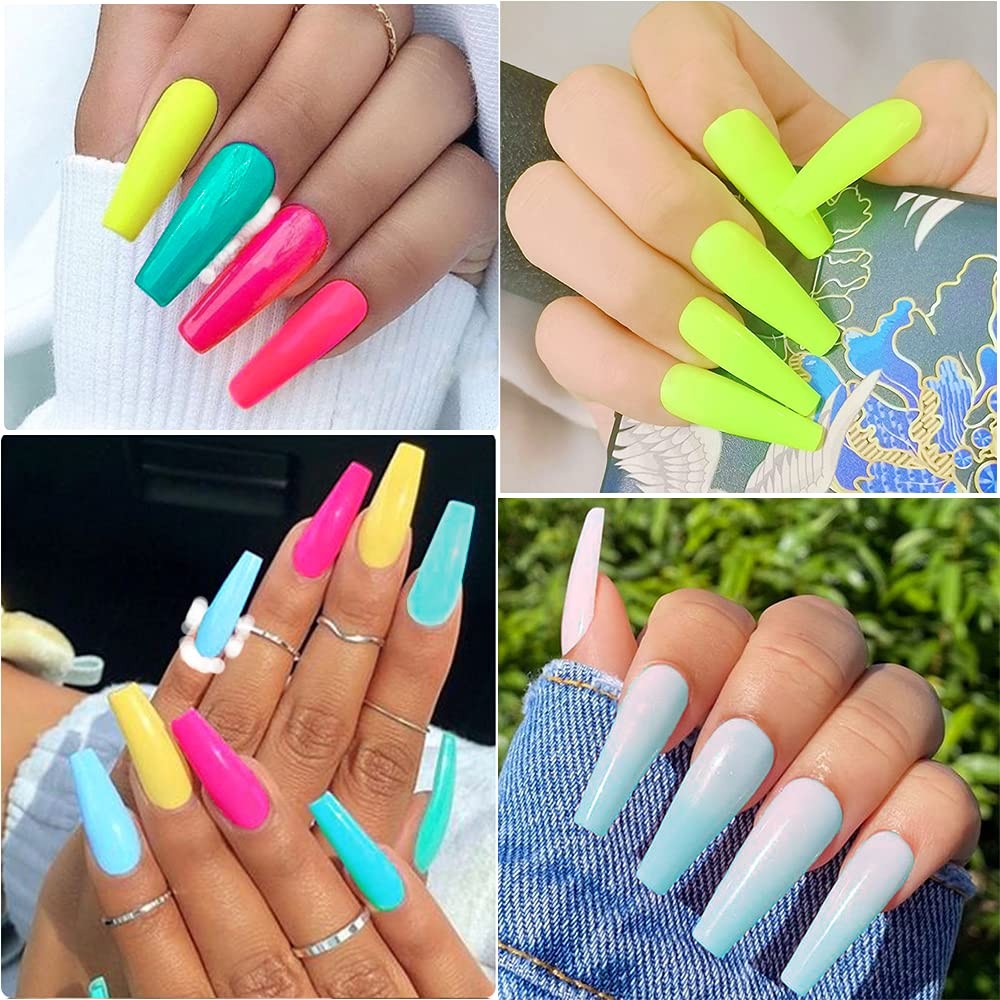 Colorful Long Coffin False Nails Ballerina Fake Nail Candy Press On Nail Acry…