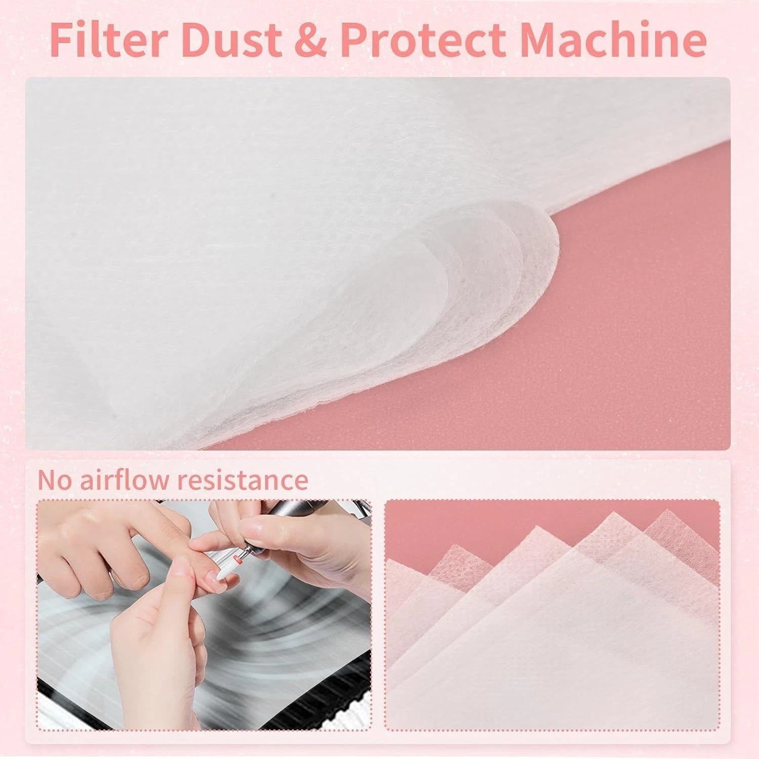 Easy to Replace & Cost-Effective Versatile 100 Pack Nail Vacuum Filter Sheets