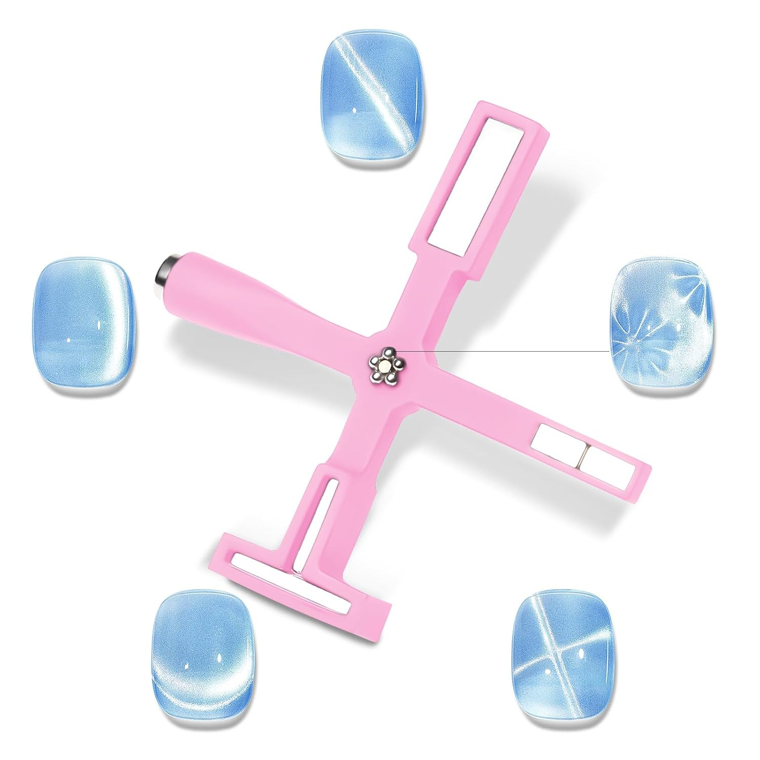 5 in 1 Nail Magnet Tool, Multifunctional Cat Eye Magnet, Pink Magnet Stick for M