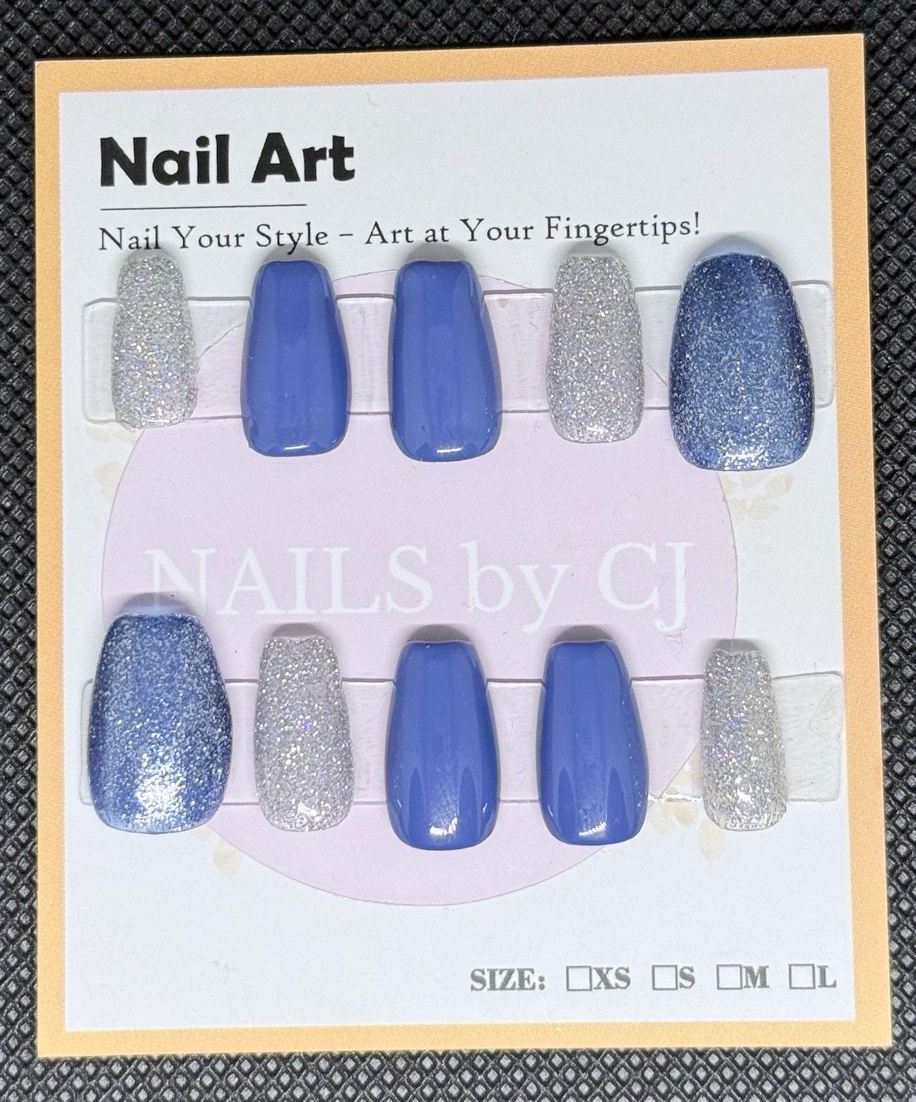 Blue and Silver Press On Nails Made To Order All Lengths And Shapes Available