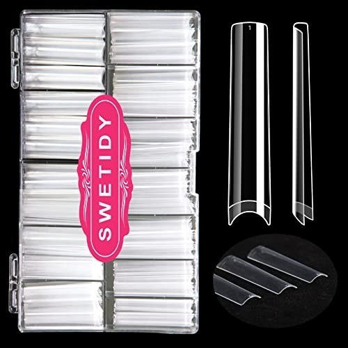 3XL Long Square Nail Tips – 360PCS Clear Half Cover Acrylic Nails, 12 Sizes, DIY
