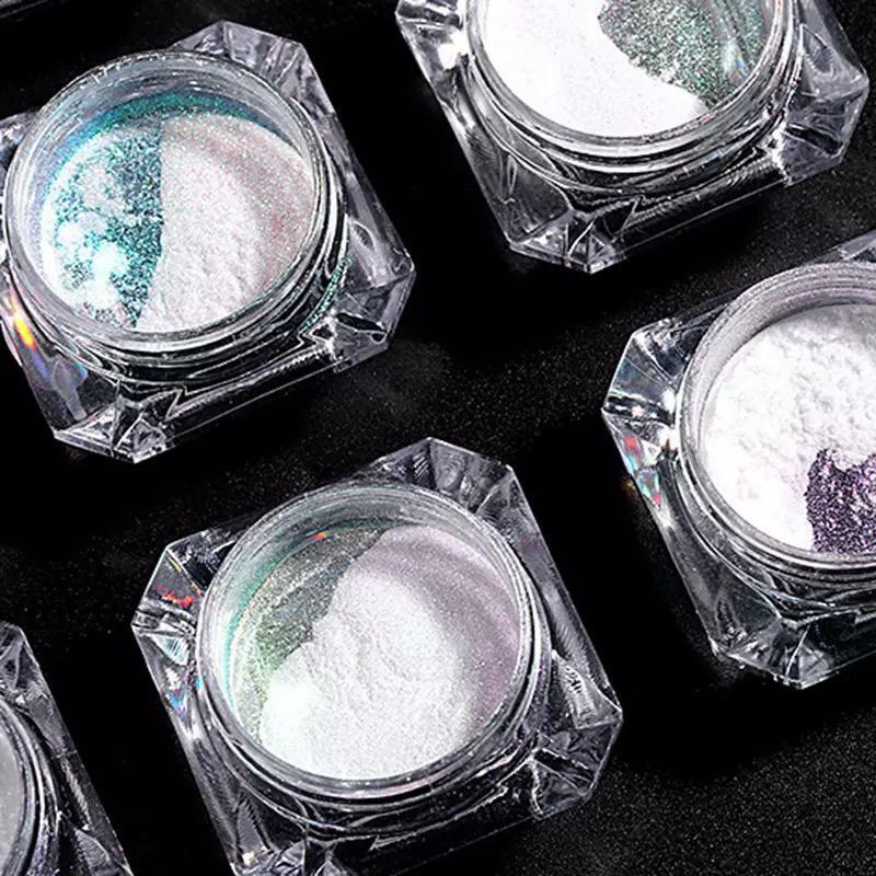 9 Colours UNICORN AURORA NAIL CHROME POWDER Rainbow Mirror Mermaid Chameleon UK