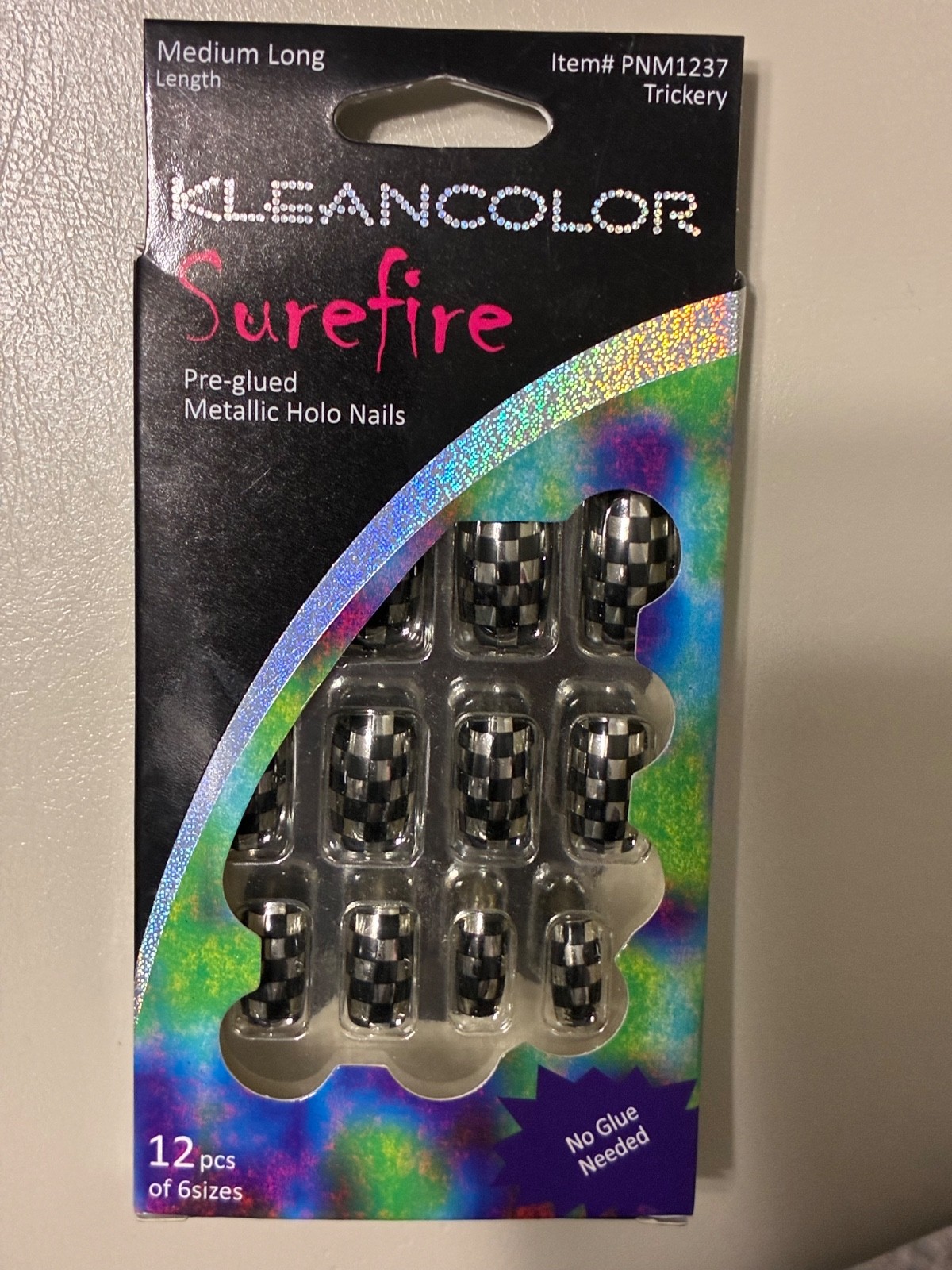 Surefire pre glued metallic holo nails