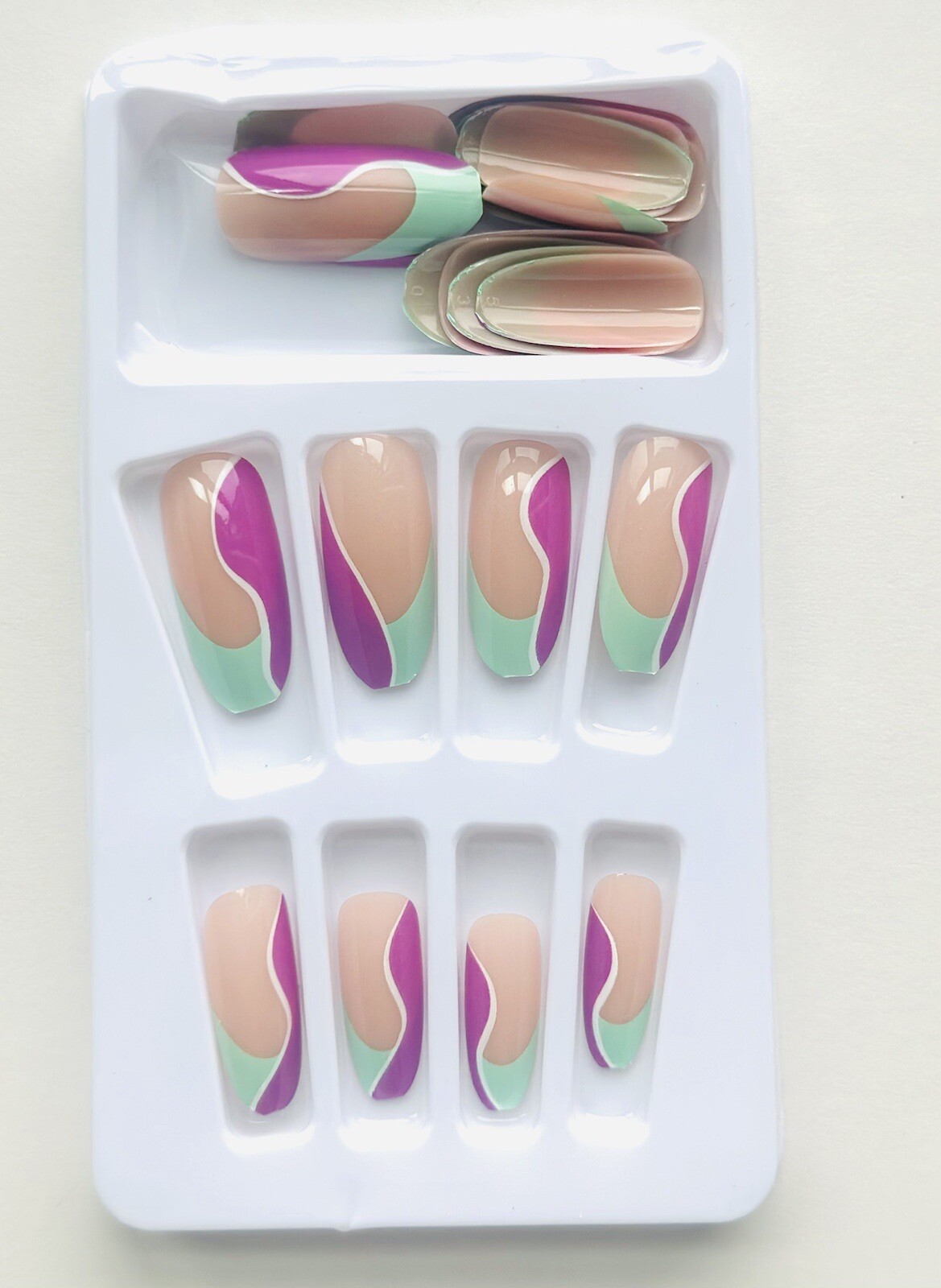 Reusable Press On Nails SPRINKLES 24 Nails, Glue, File, Stick, Alcohol